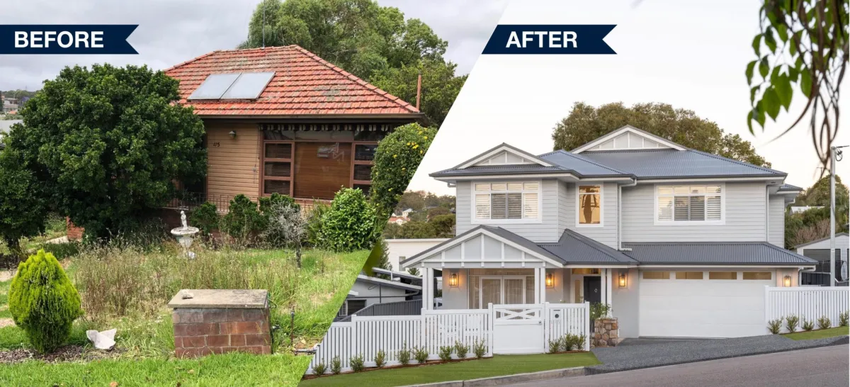 knock down rebuild before and after