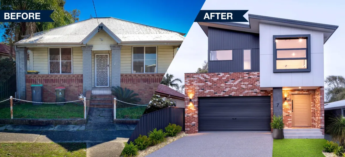 knock down rebuild before and after