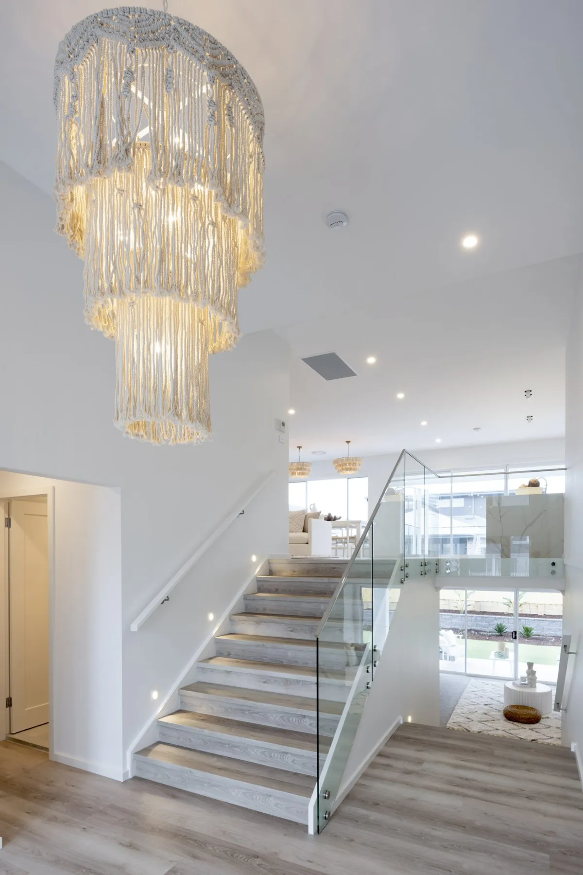 view of split level home interior from front door