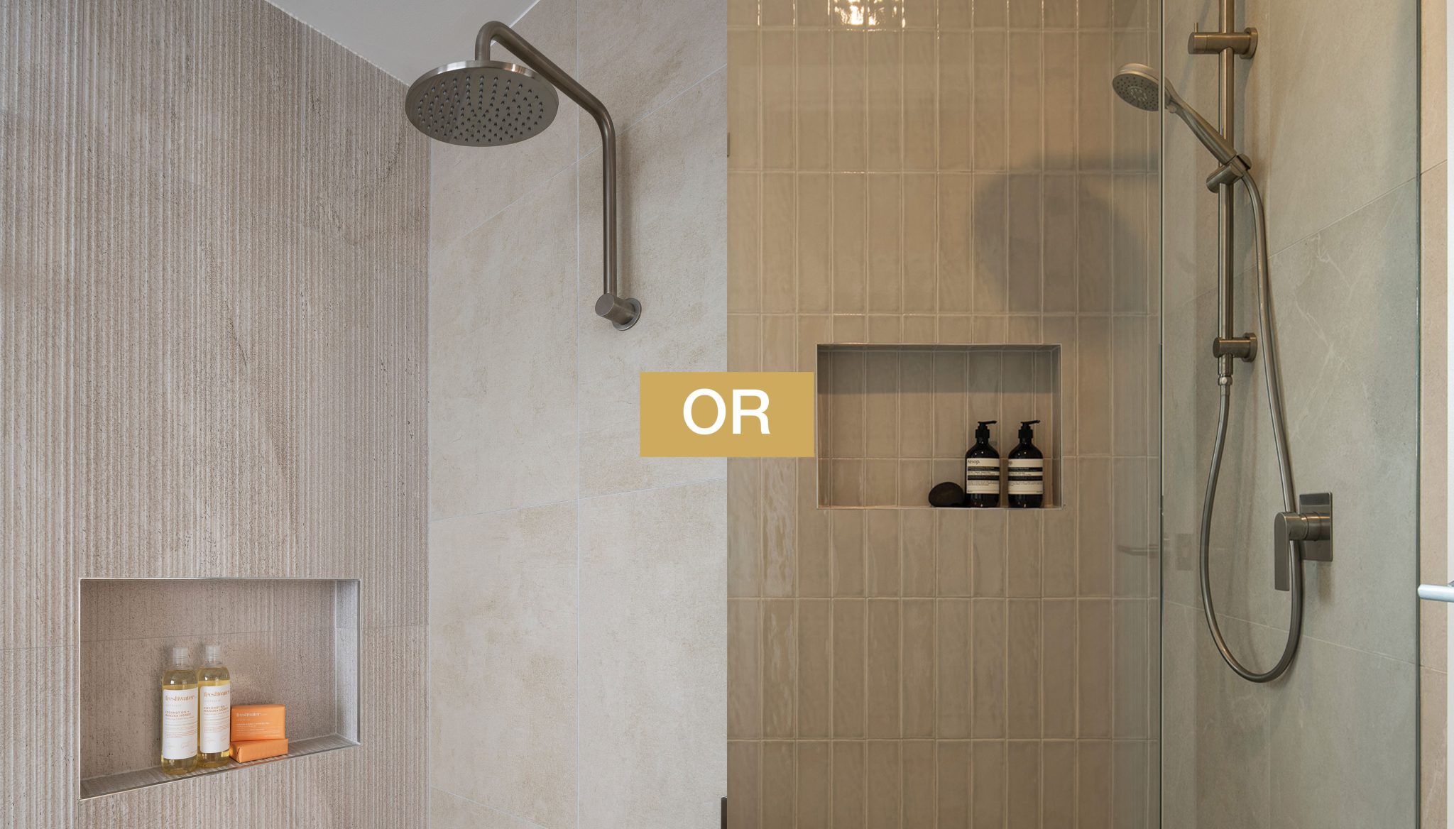 Ensuite: Gooseneck OR hand rail showerhead