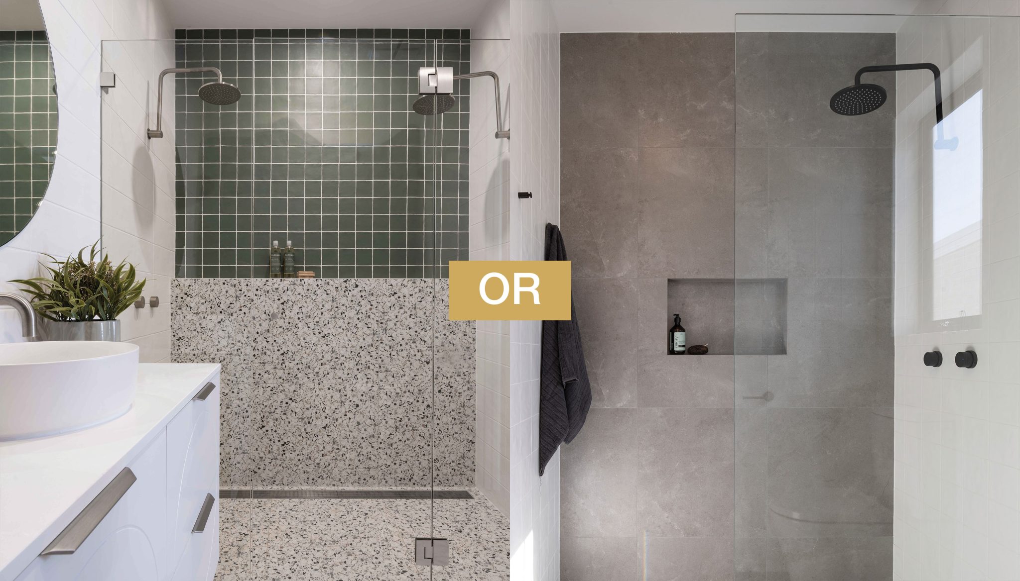Ensuite: Tiled shower ledge OR wall recess