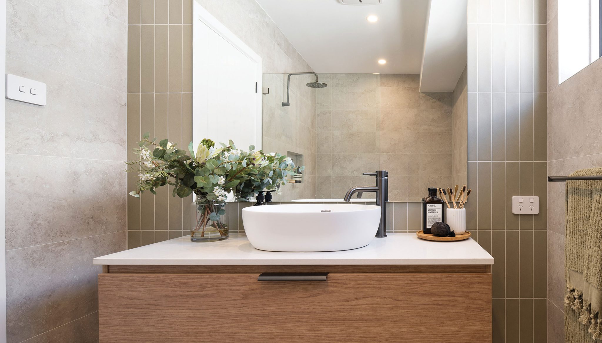 Main Bathroom: Above counter basin